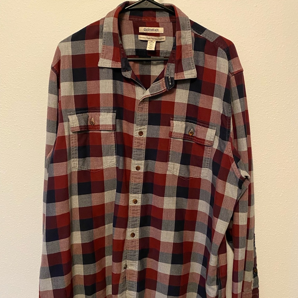 Goodthreads Red and Blue Casual Button Down Shirt